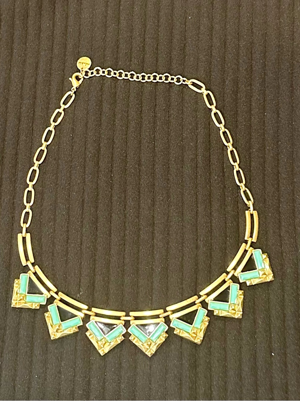 Stella & Dot Gold Necklace with Turquoise V-Pendant Accents